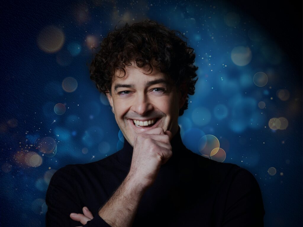 a photo of Lee Mead, advertising his new show, which can be seen at The Apex